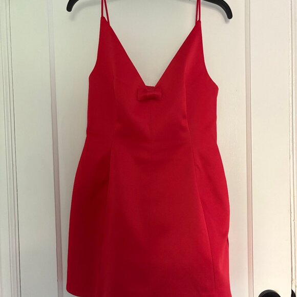 Marc Jacobs "The Satin Bow Dress" Mini Dress In Red - Picture 5 of 5